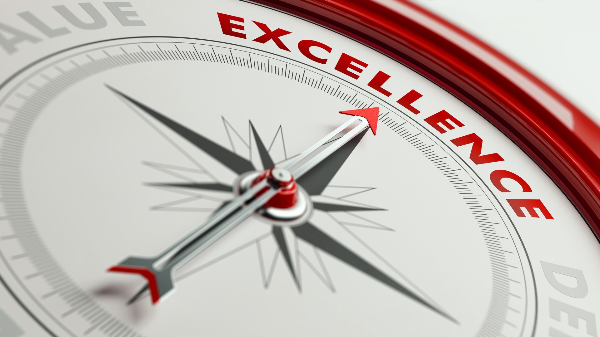 Excellence Concept : Flèche d’une boussole pointant vers le texte de l’Excellence
